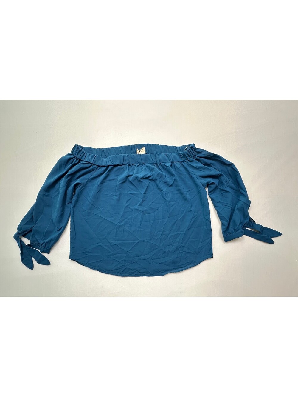 Japna Blue Off Shoulder Tie Sleeve Blouse Women's L